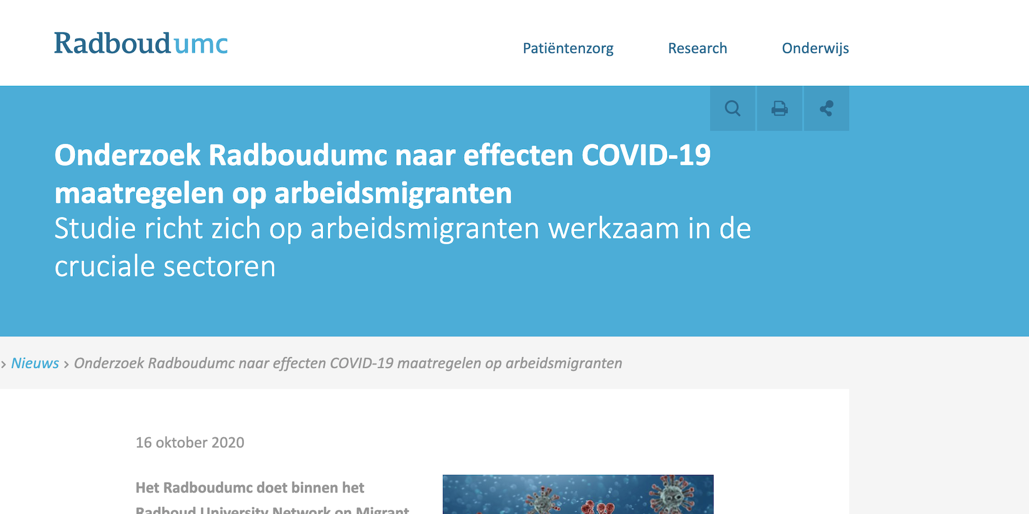 Radboudumc Arbeidsmigranten Covid19 Coronatijden in Nederland